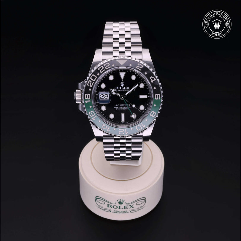 Rolex Certified Pre-owned GMT M126720VTNR-0002 front on black background