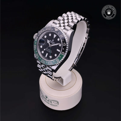 Rolex Certified Pre-owned GMT M126720VTNR-0002 front on black background