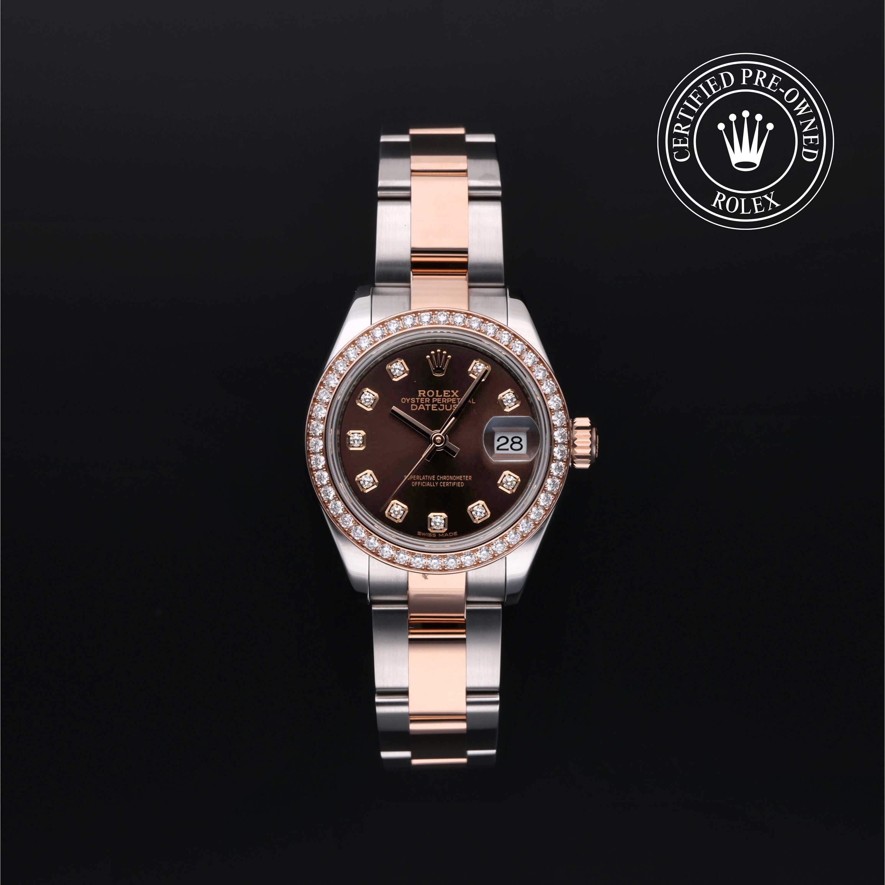 Rolex Certified Pre-owned Datejust M279381RBR-0012 front on black background
