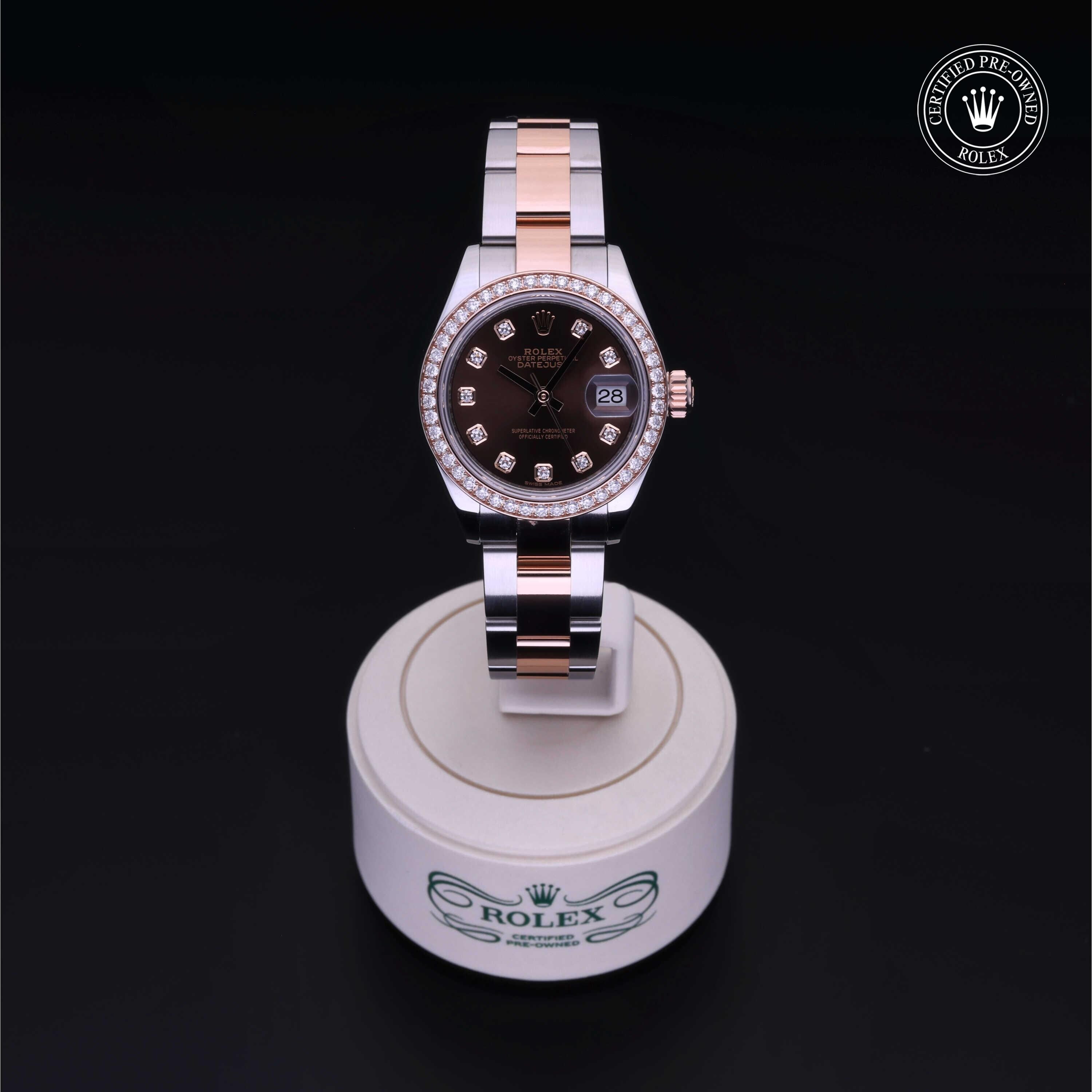 Rolex Certified Pre-owned Datejust M279381RBR-0012 front on black background