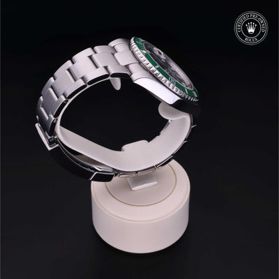Rolex Certified Pre-owned Submariner M116610LV-0002 front on black background