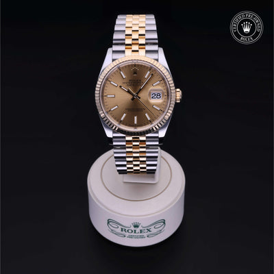 Rolex Certified Pre-owned Datejust M126233-0015 front on black background