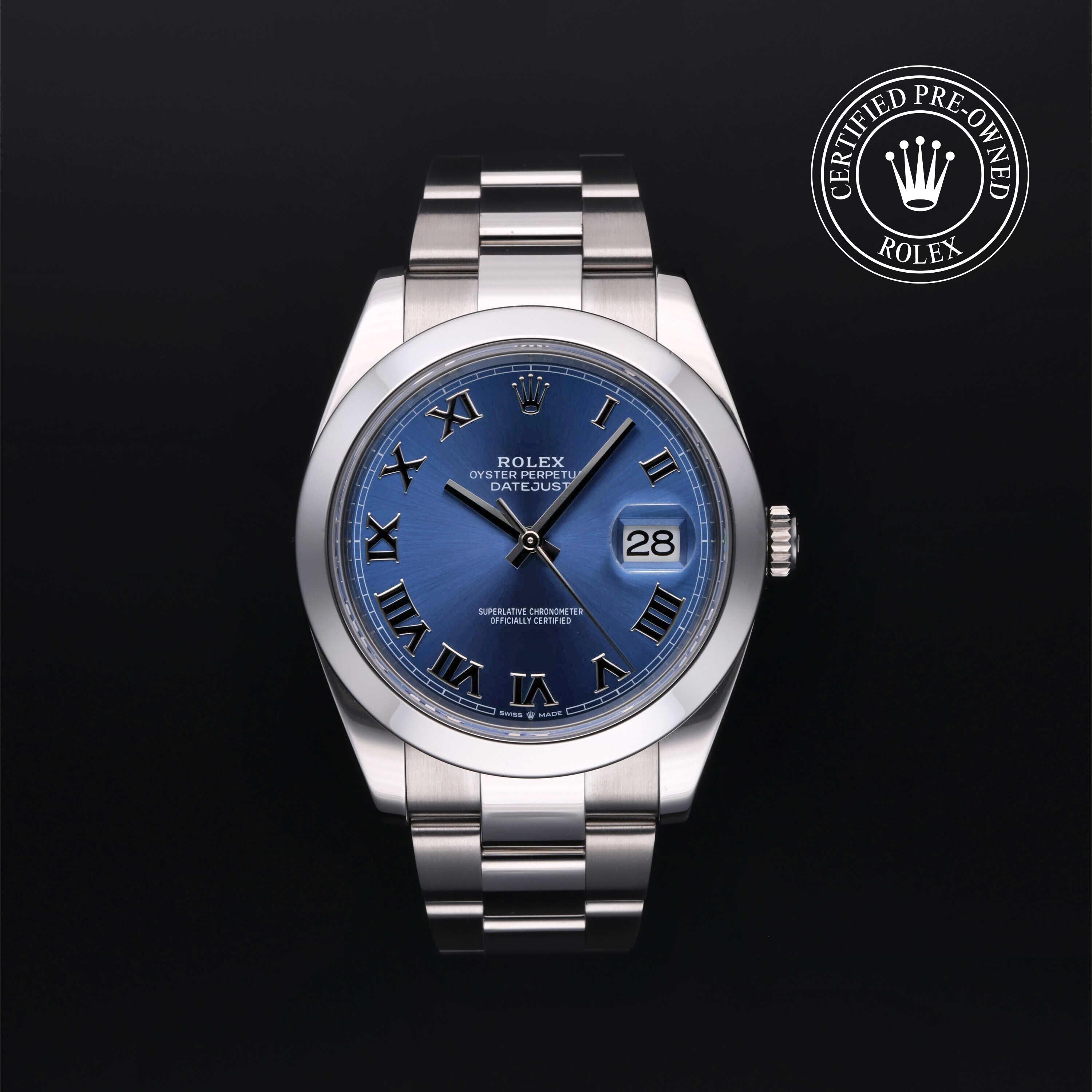 Rolex Certified Pre-owned Datejust M126300-0017 front on black background