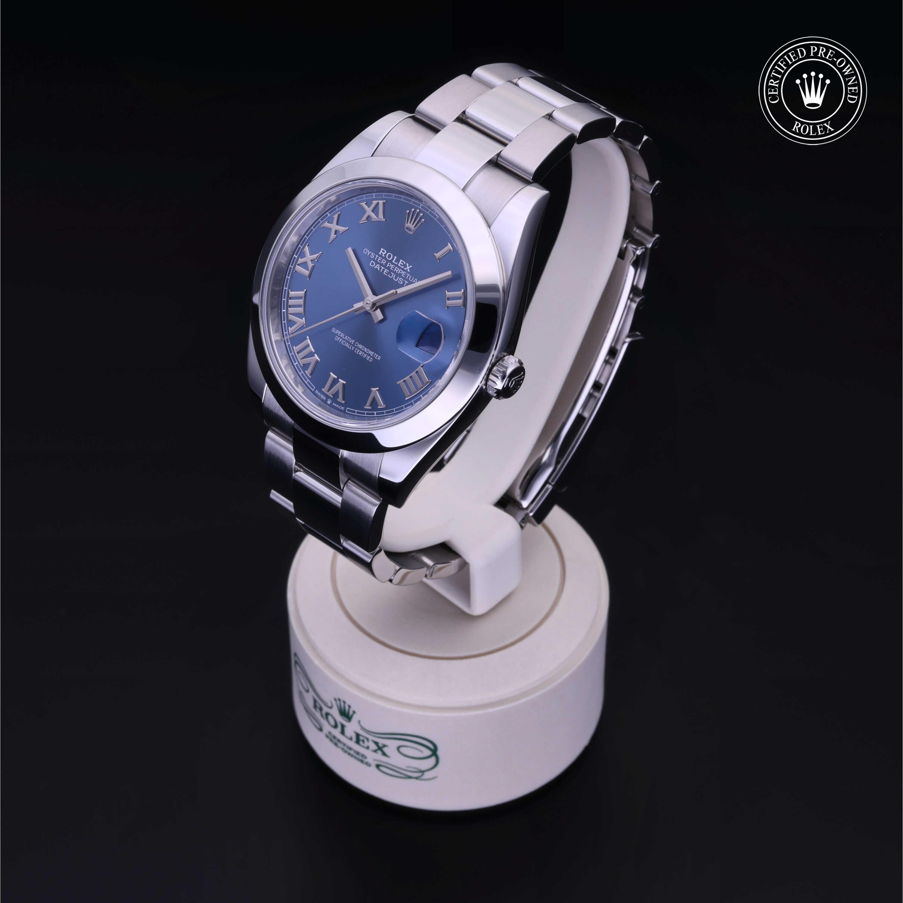 Rolex Certified Pre-owned Datejust M126300-0017 front on black background