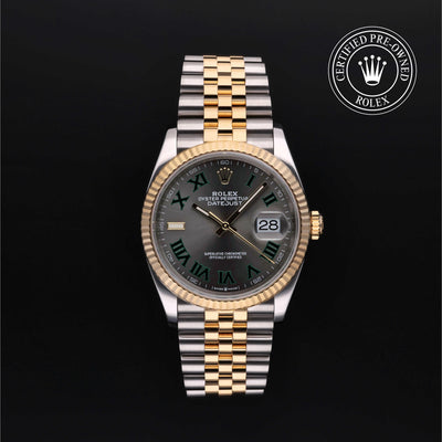 Rolex Certified Pre-owned Datejust M126233-0035 front on black background