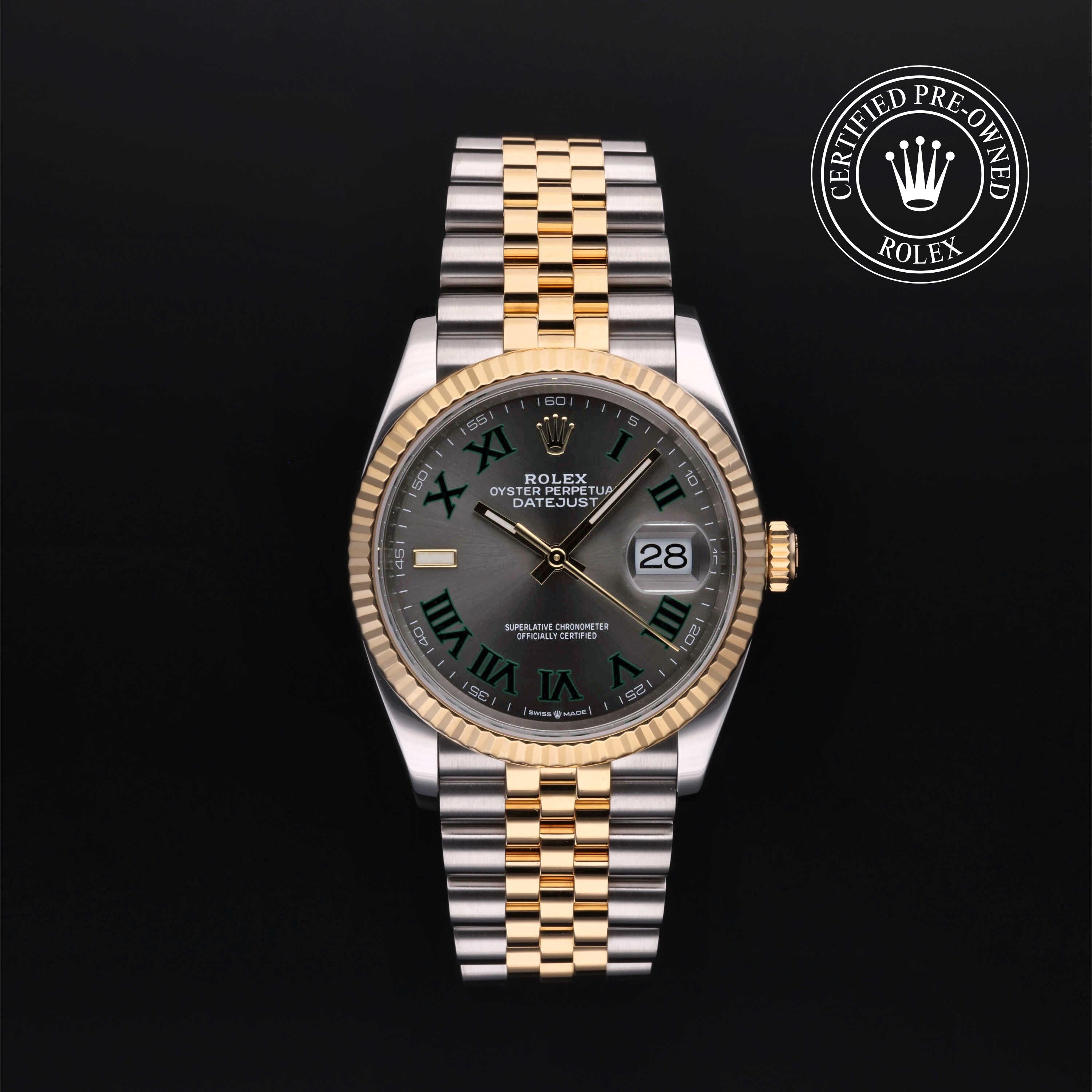 Rolex Certified Pre-owned Datejust M126233-0035 front on black background