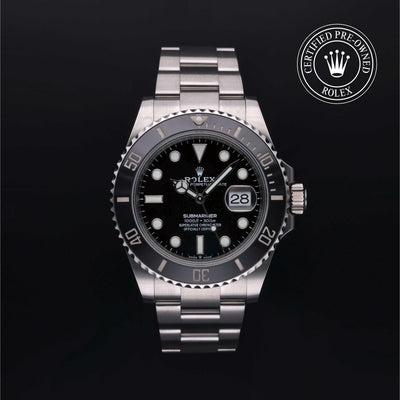Rolex Certified Pre-owned Submariner M126610LN-0001 front on black background