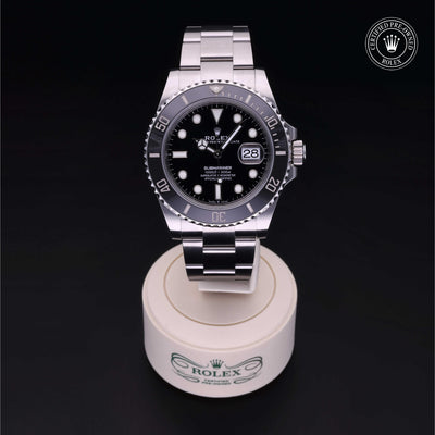 Rolex Certified Pre-owned Submariner M126610LN-0001 front on black background