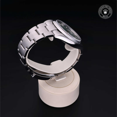 Rolex Certified Pre-owned Oyster Perpetual M124300-0005 front on black background