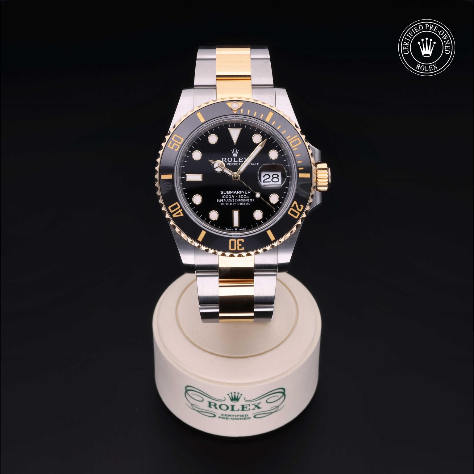 Rolex Certified Pre-owned Submariner M126613LN-0002 front on black background