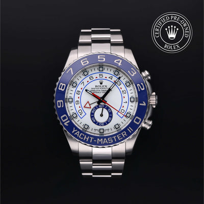 Rolex Certified Pre-owned Yacht-Master M116680-0001 front on black background