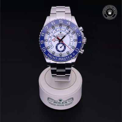 Rolex Certified Pre-owned Yacht-Master M116680-0001 front on black background