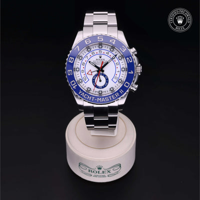 Rolex Certified Pre-owned Yacht-Master M116680-0001 front on black background