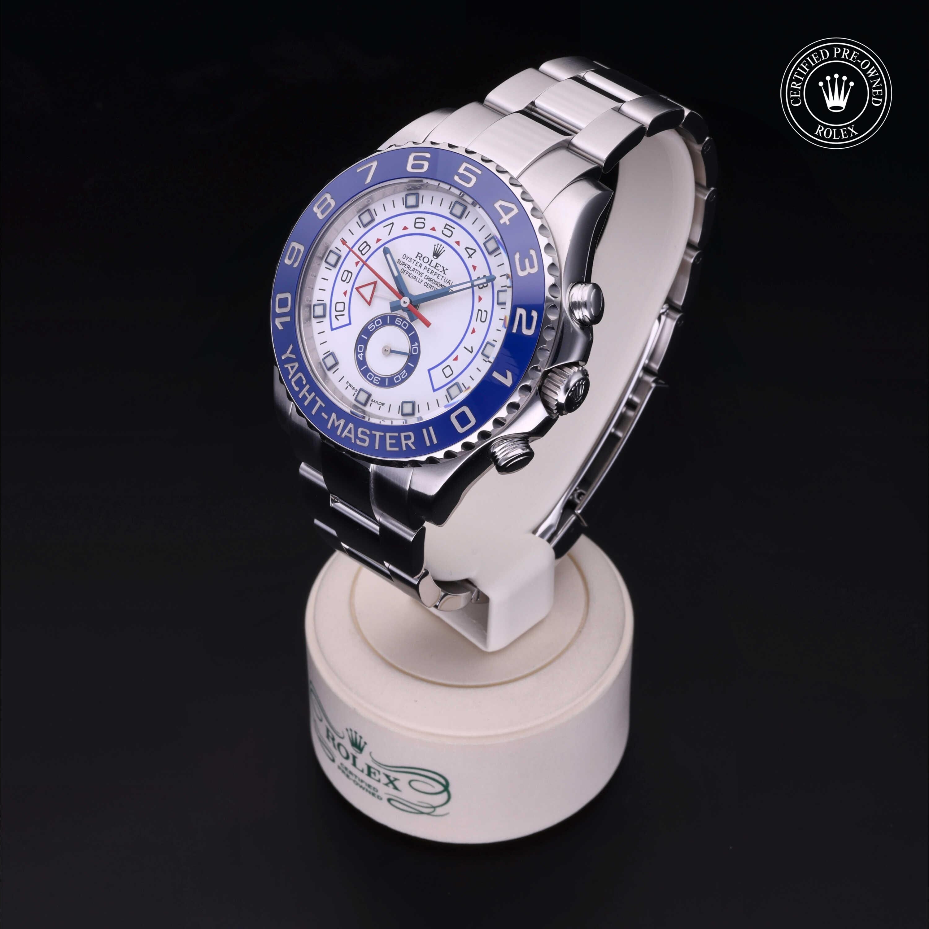 Rolex Certified Pre-owned Yacht-Master M116680-0001 front on black background