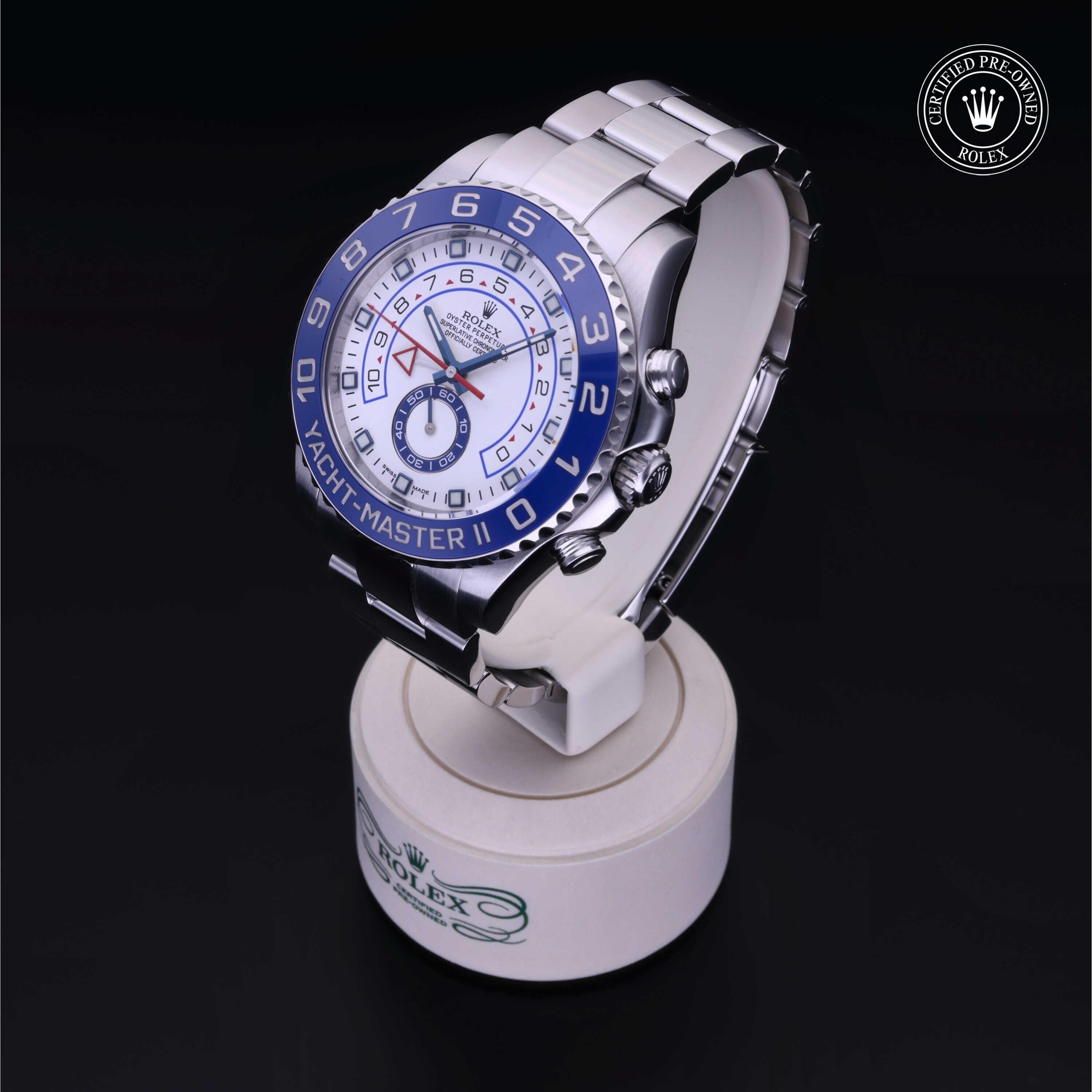 Rolex Certified Pre-owned Yacht-Master M116680-0001 front on black background