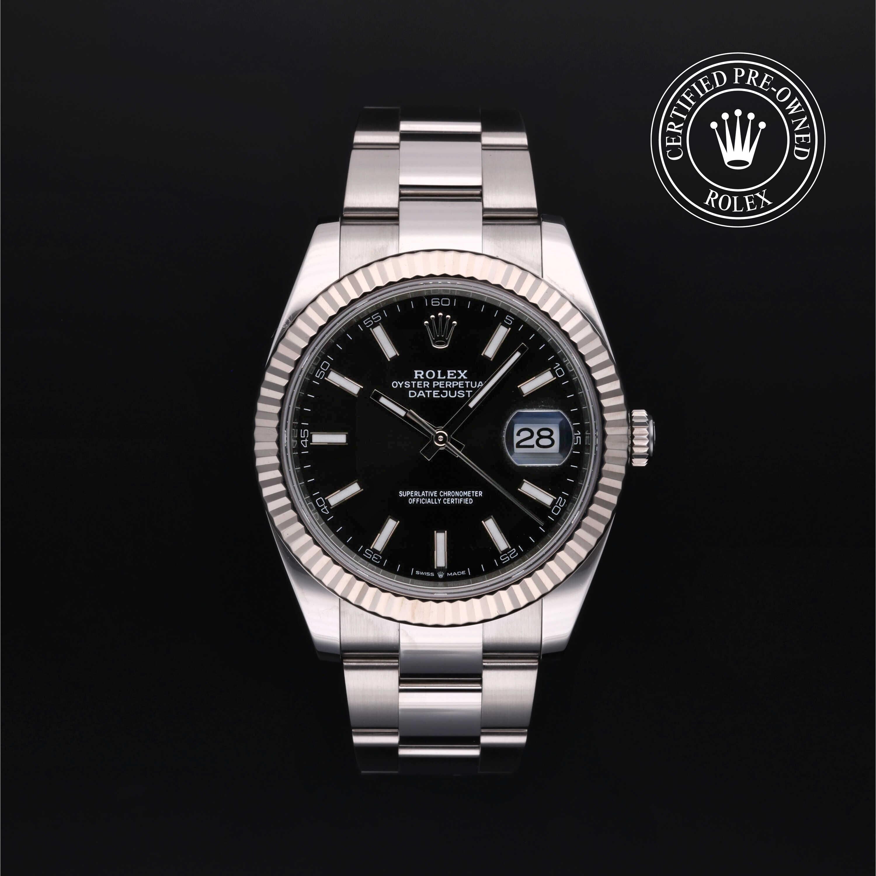 Rolex Certified Pre-owned Datejust M126334-0015 front on black background