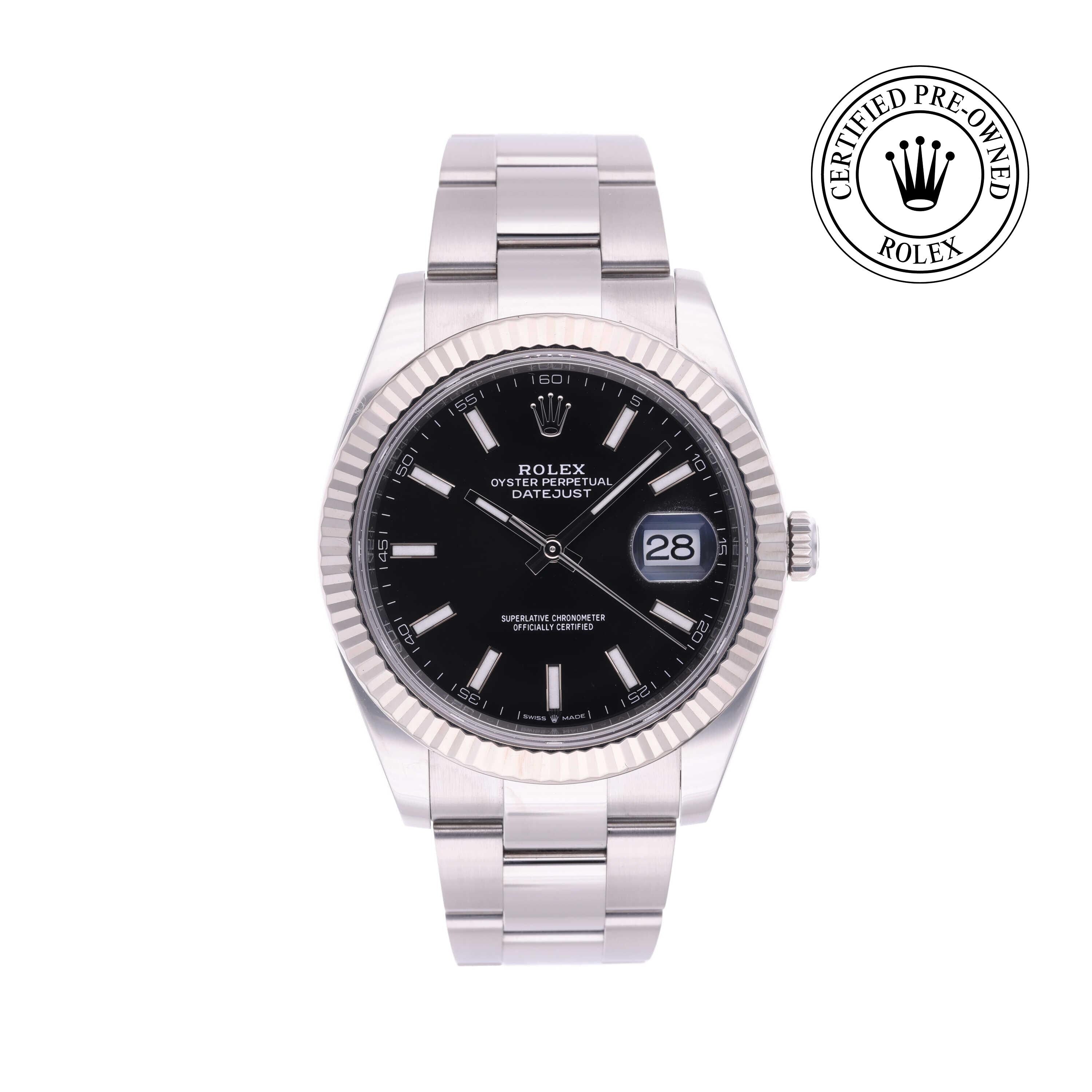 Rolex Certified Pre-owned Datejust M126334-0015 front on white background