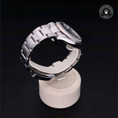 Rolex Certified Pre-owned Datejust M126234-0038 front on black background