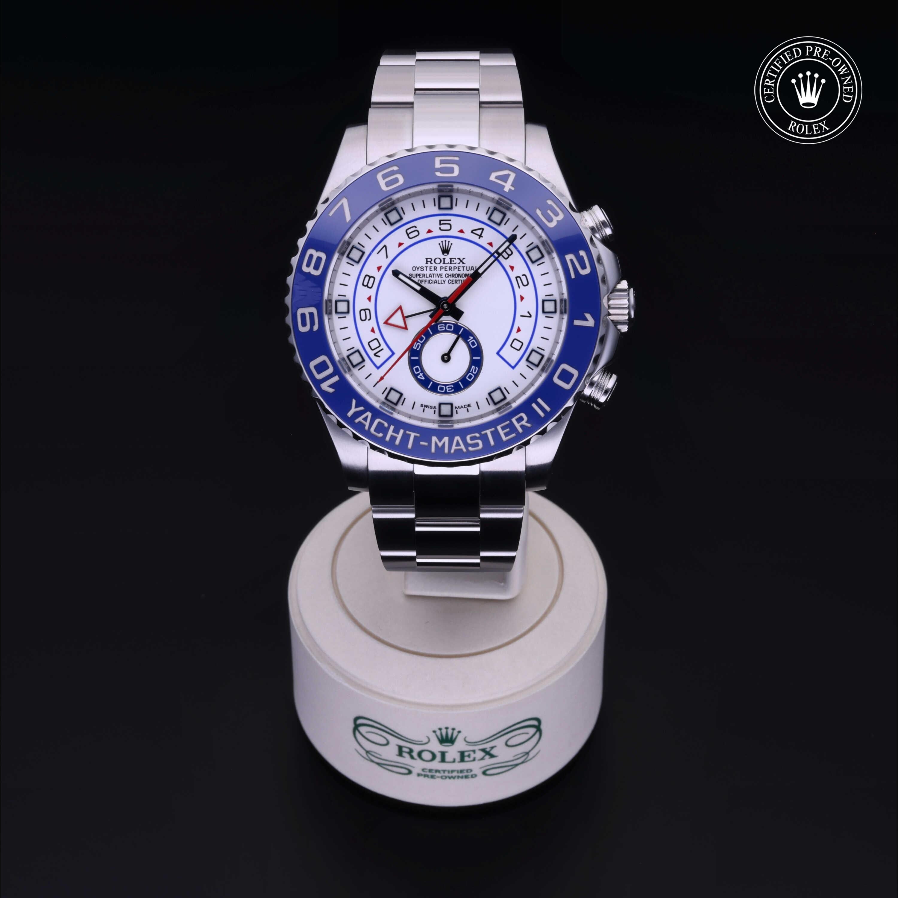 Rolex Certified Pre-owned Yacht-Master M116680-0001 front on black background