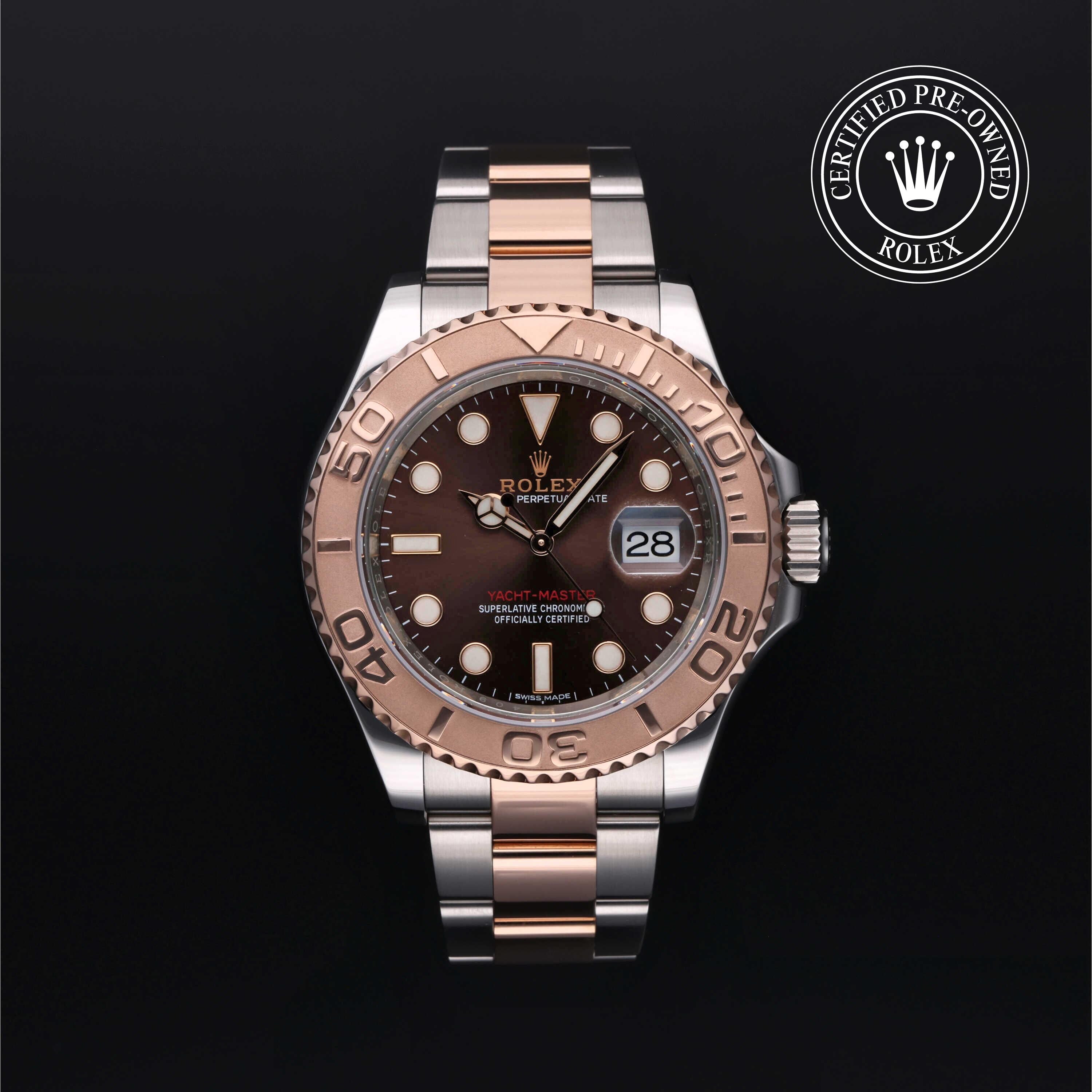 Rolex Certified Pre-owned Yacht-Master M116621-0001 front on black background