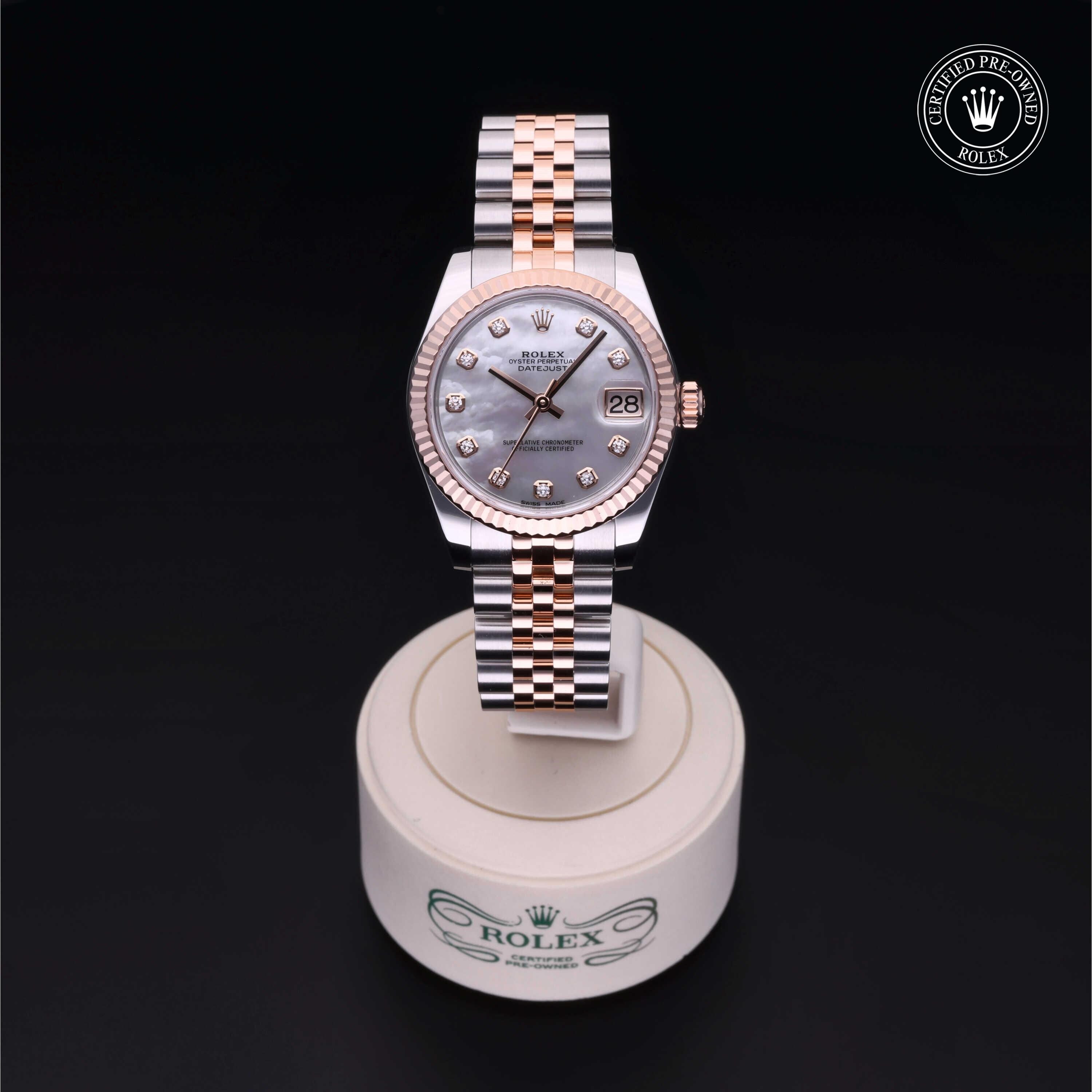 Rolex Certified Pre-owned Lady Datejust M178271-0060 front on black background