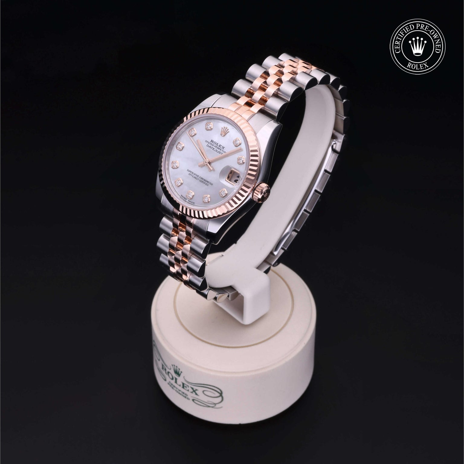 Rolex Certified Pre-owned Lady Datejust M178271-0060 front on black background