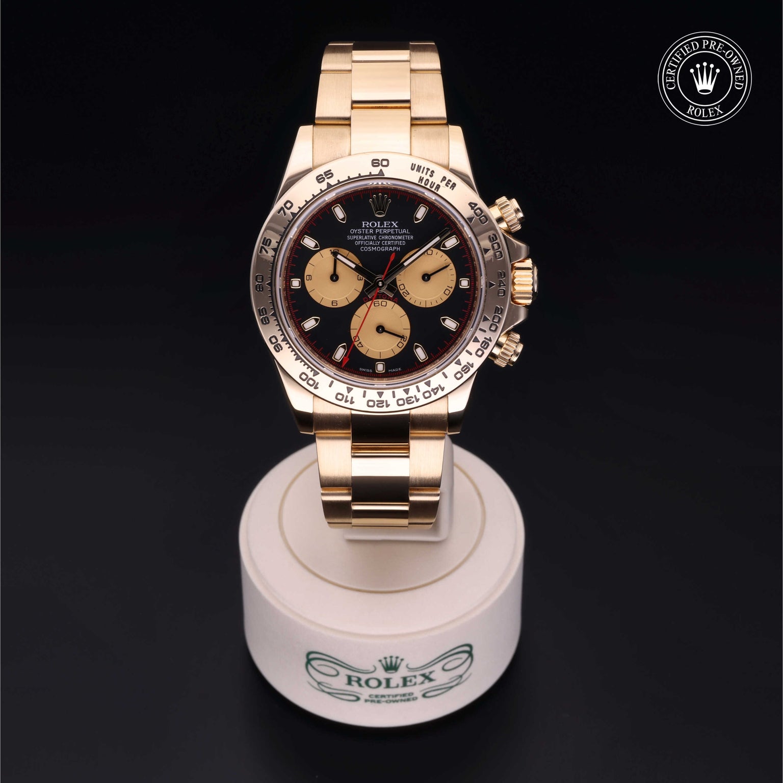 Rolex Certified Pre-owned Cosmograph Daytona M116508-0009 front on black background
