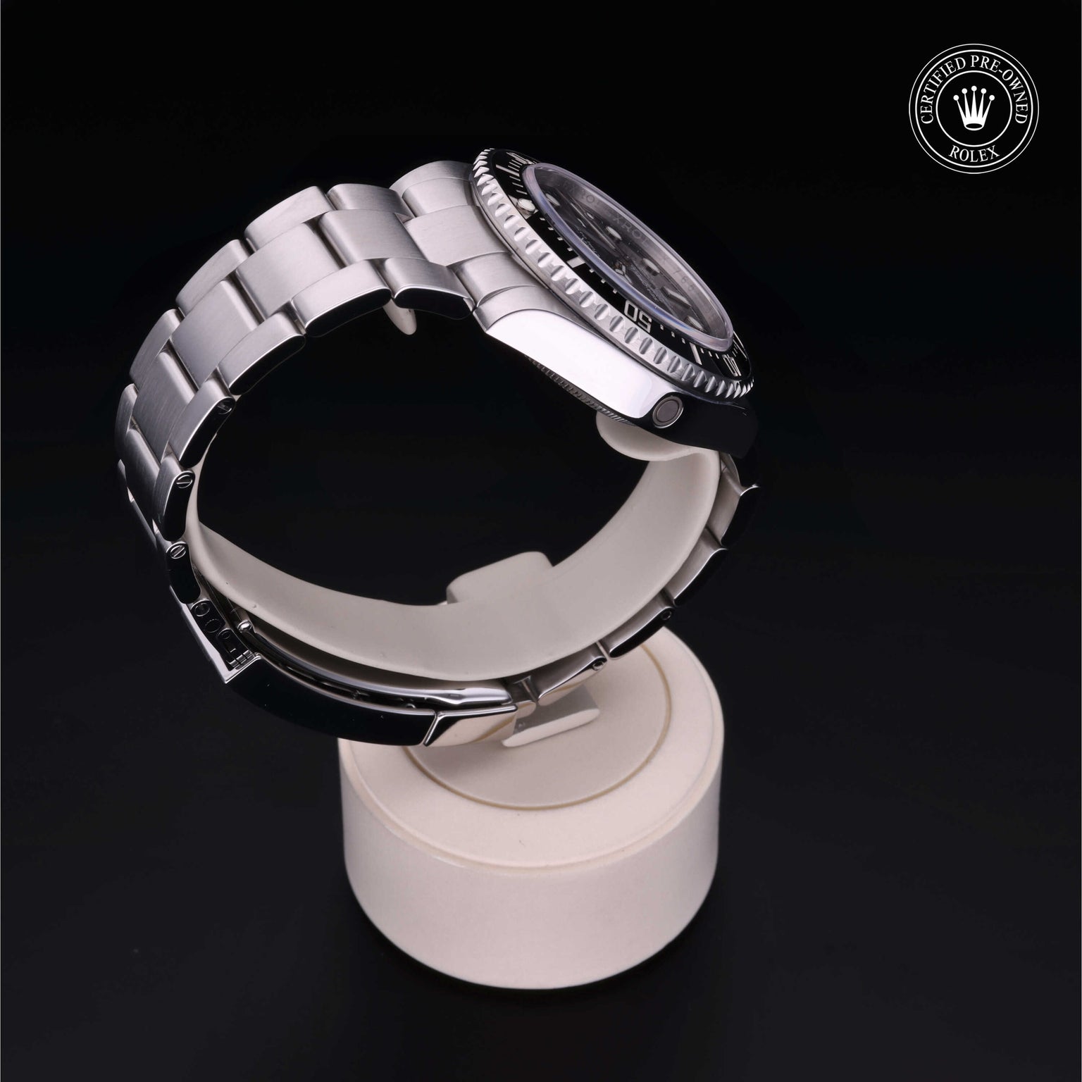 Rolex Certified Pre-owned Sea-Dweller M116600-0003 front on black background