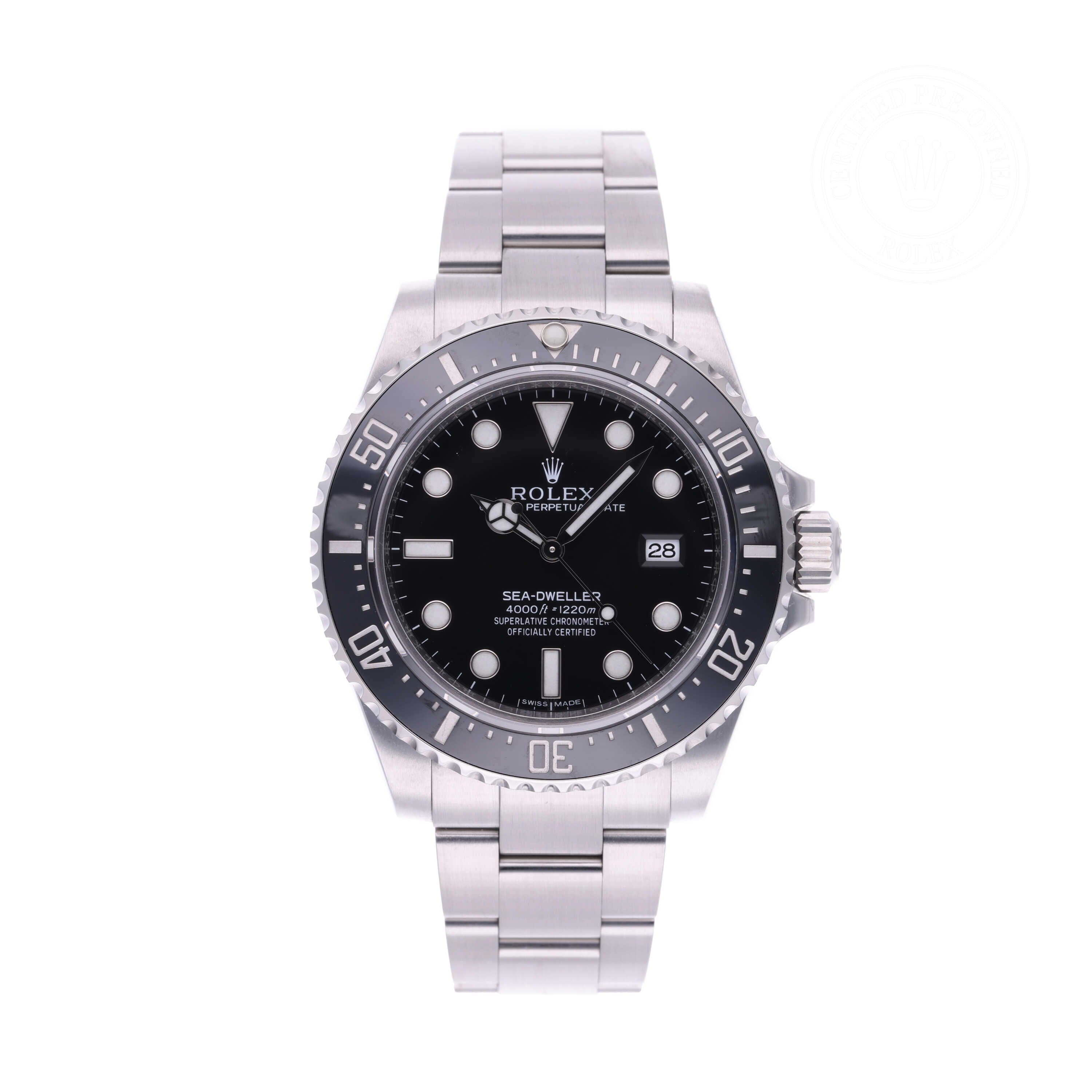 Rolex Certified Pre-owned Sea-Dweller M116600-0003 front on white background