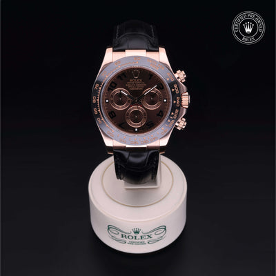 Rolex Certified Pre-owned Daytona M116515LN-0002 front on black background