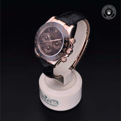 Rolex Certified Pre-owned Daytona M116515LN-0002 front on black background
