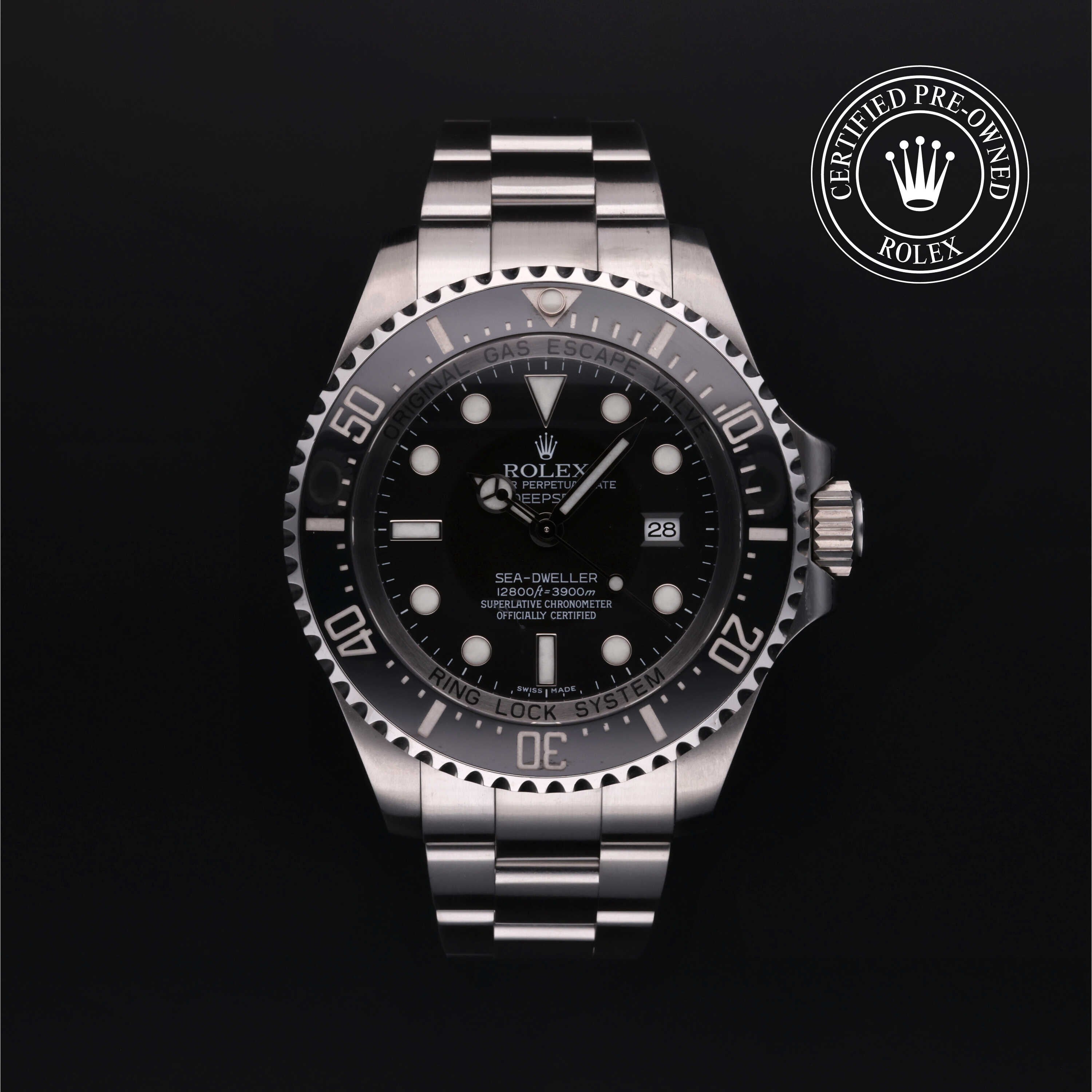 Rolex Certified Pre-owned Sea-Dweller M116660-0001 front on black background