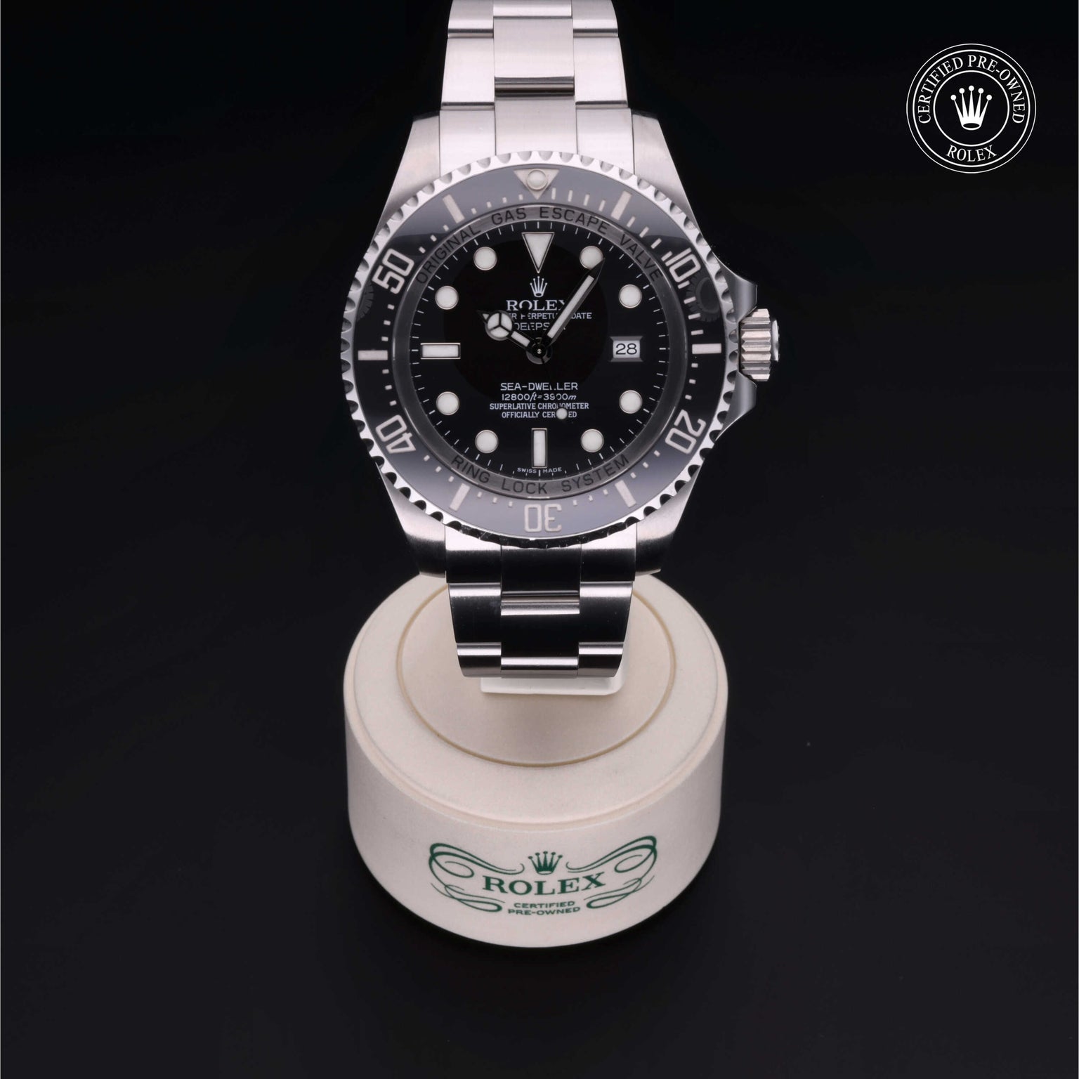 Rolex Certified Pre-owned Sea-Dweller M116660-0001 front on black background