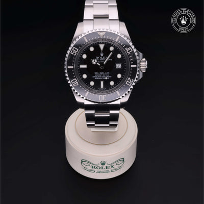 Rolex Certified Pre-owned Sea-Dweller M116660-0001 front on black background