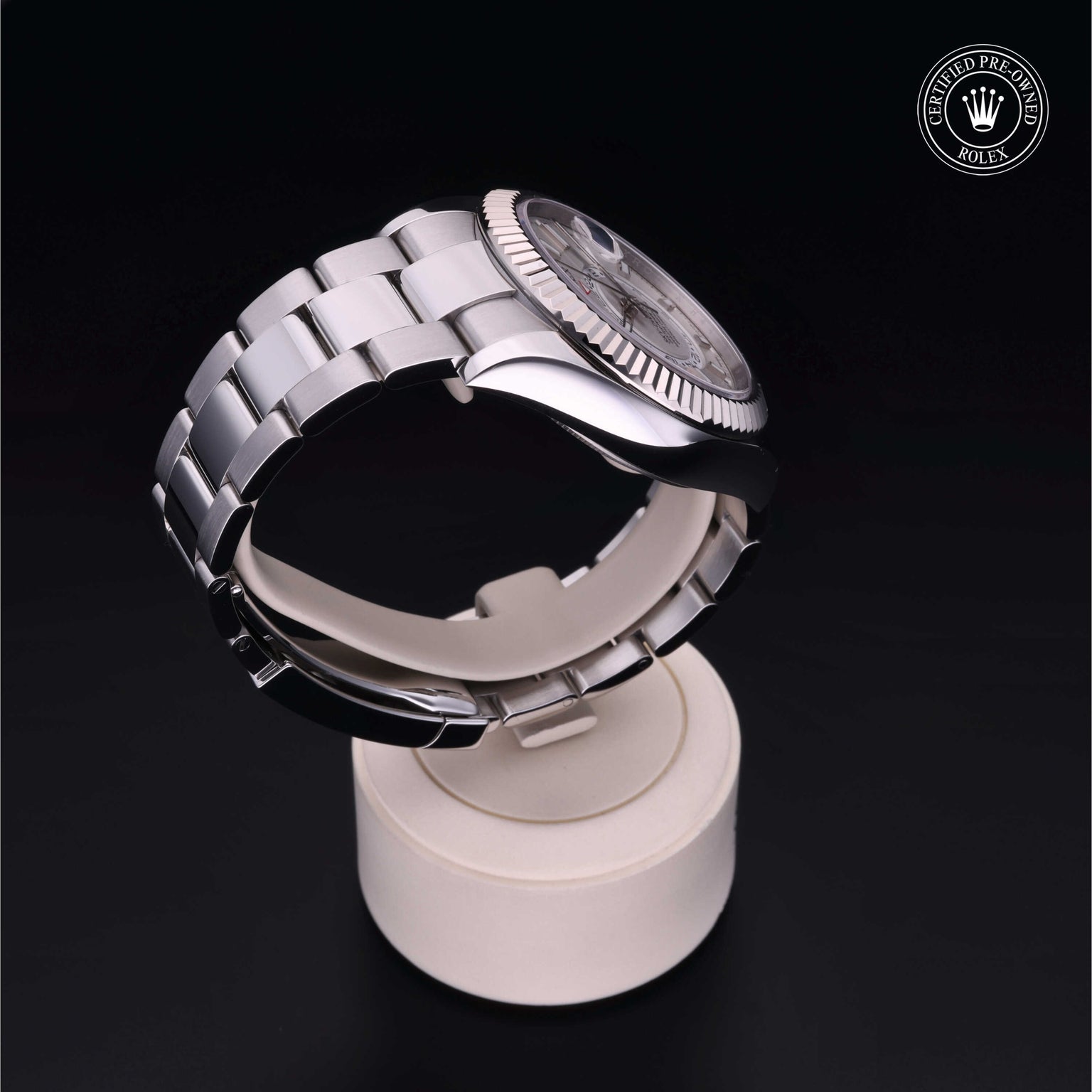 Rolex Certified Pre-owned Sky-Dweller M326934-0001 front on black background