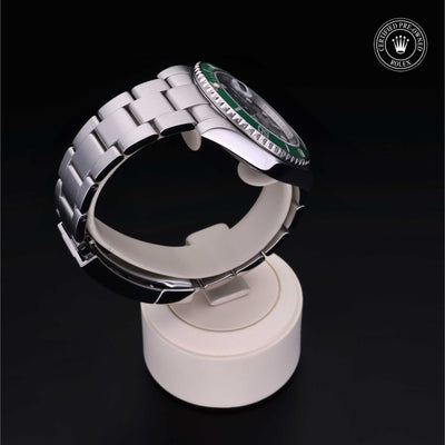 Rolex Certified Pre-owned Submariner Date M116610LV-0002 front on black background