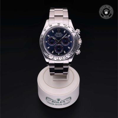 Rolex Certified Pre-owned Daytona M116509-0036 front on black background