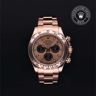 Rolex Certified Pre-owned Daytona M116505-0001 front on black background