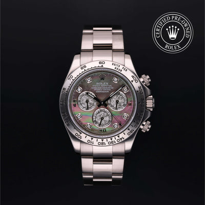 Rolex Certified Pre-owned Daytona M116509-0044 front on black background