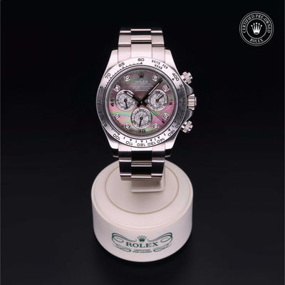 Rolex Certified Pre-owned Daytona M116509-0044 front on black background