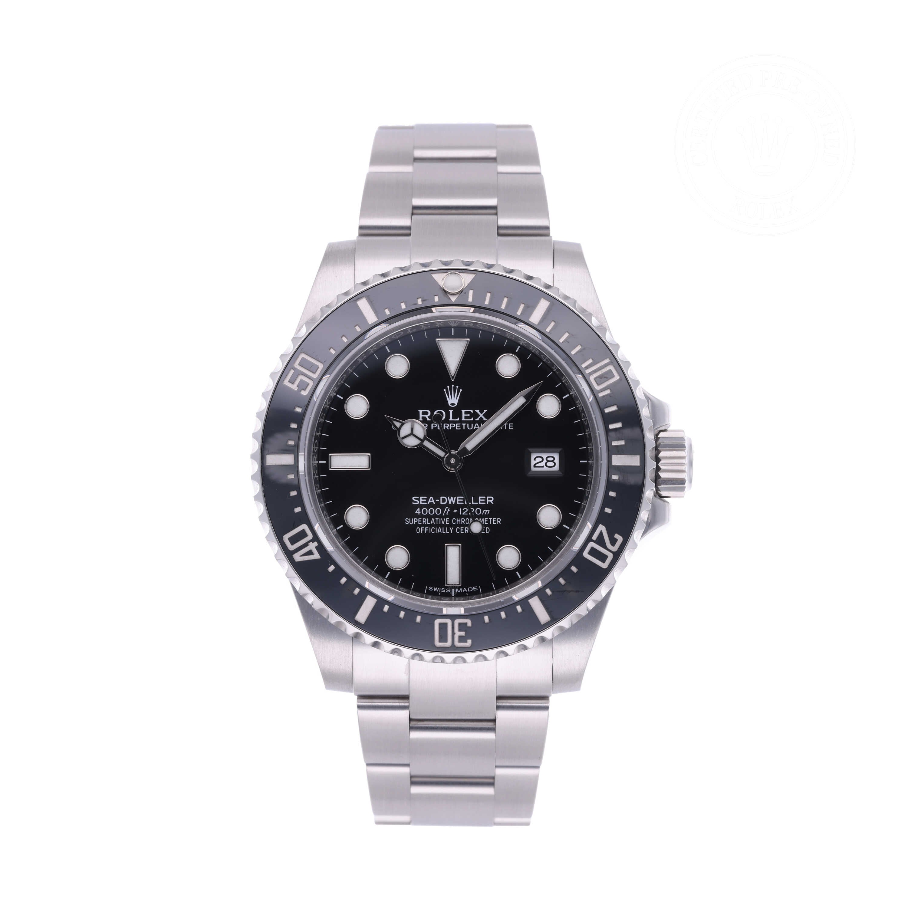 Rolex Certified Pre-owned Sea-Dweller M116600-0003 front on white background