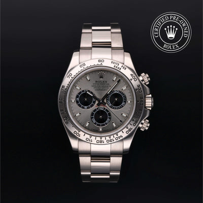 Rolex Certified Pre-owned Daytona M116509-0071 front on black background