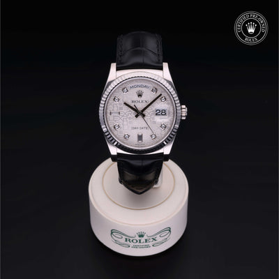 Rolex Certified Pre-owned Day-date M118139-0068 front on black background