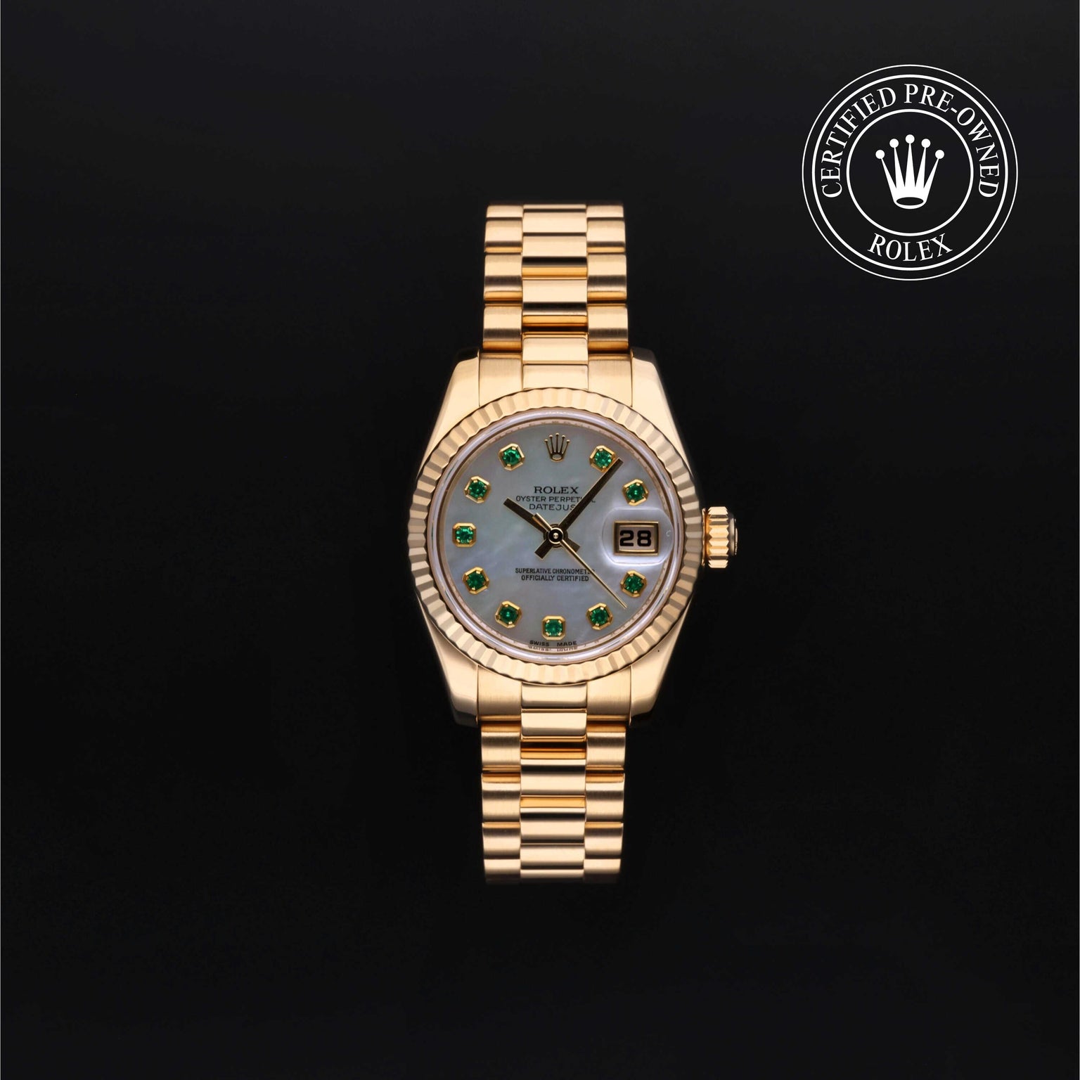 Rolex Certified Pre-owned Lady Datejust M179178-0200 front on black background