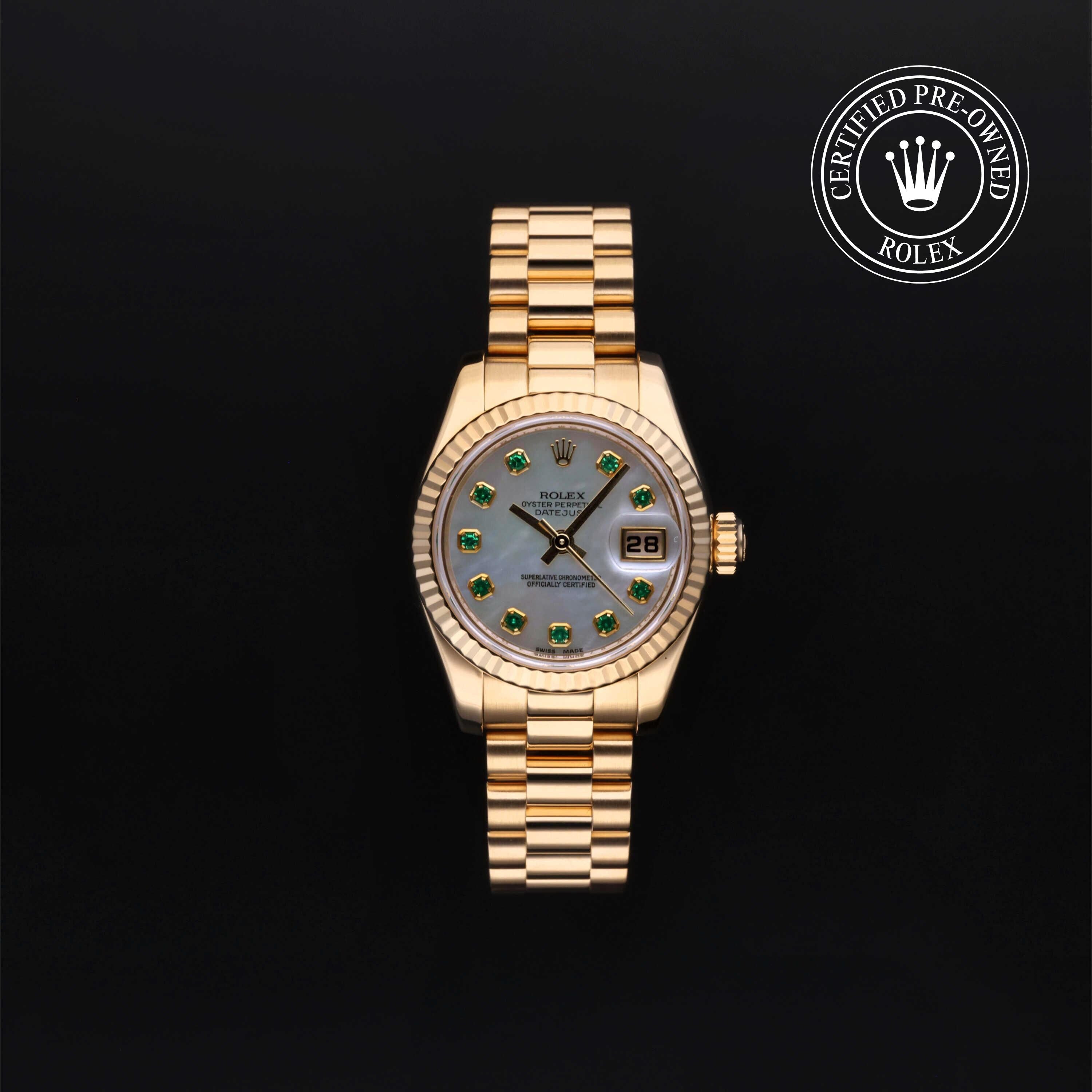 Rolex Certified Pre-owned Lady Datejust M179178-0200 front on black background