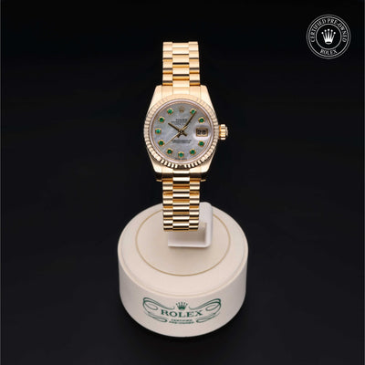 Rolex Certified Pre-owned Lady Datejust M179178-0200 front on black background