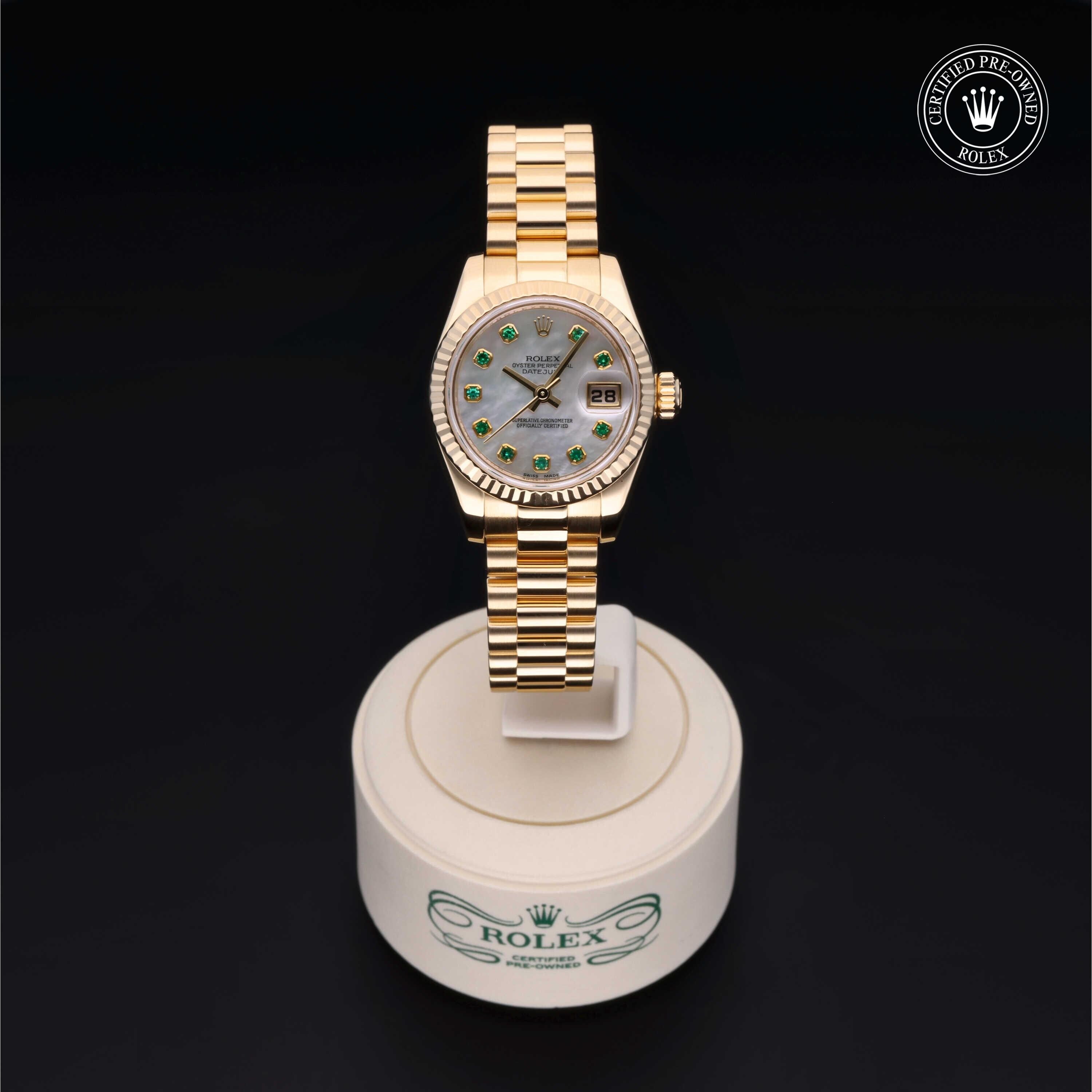 Rolex Certified Pre-owned Lady Datejust M179178-0200 front on black background