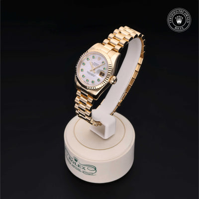 Rolex Certified Pre-owned Lady Datejust M179178-0200 front on black background