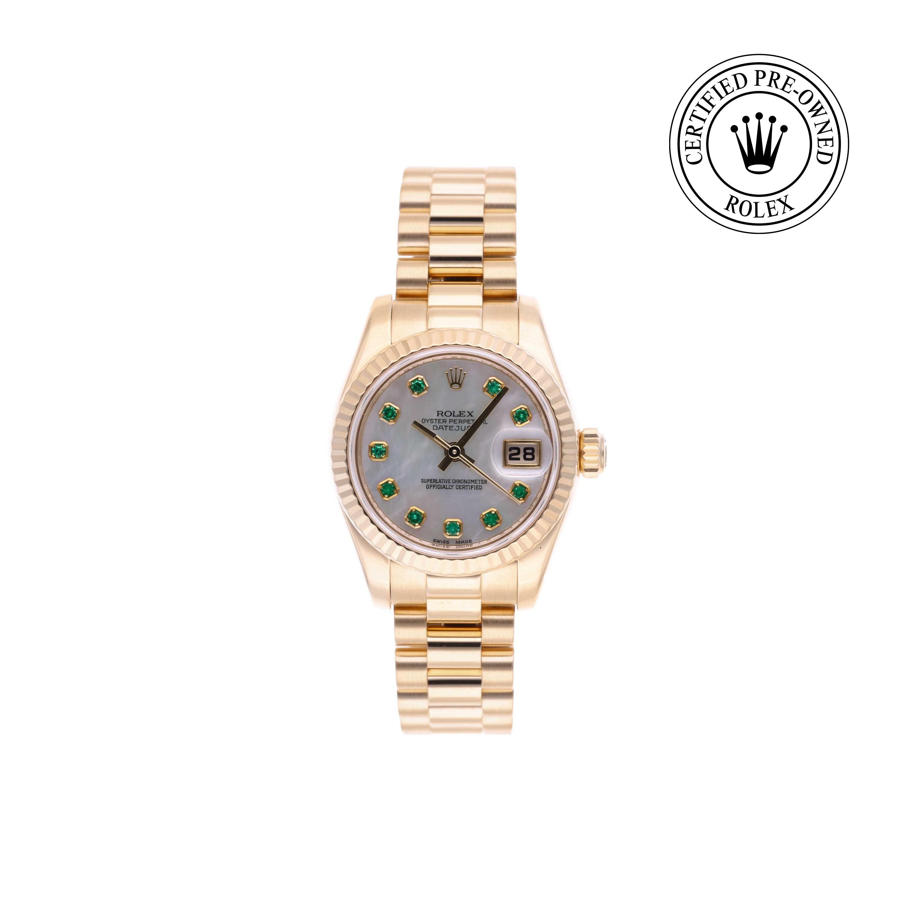 Rolex Certified Pre-owned Lady Datejust M179178-0200 front on white background