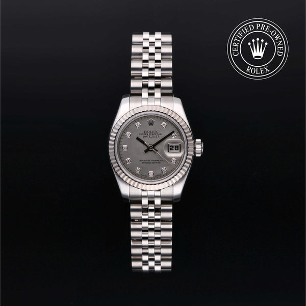 Rolex Certified Pre-owned Lady Datejust M179174-0008 front on black background